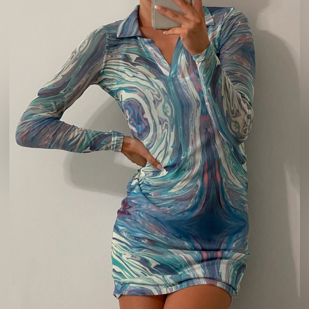 The Now Marble Mesh Bodycon Dress